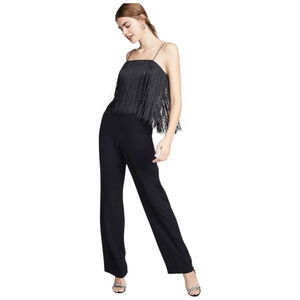 CLUB MONACO Sleeveless Fringe Jumpsuit Black Size 6